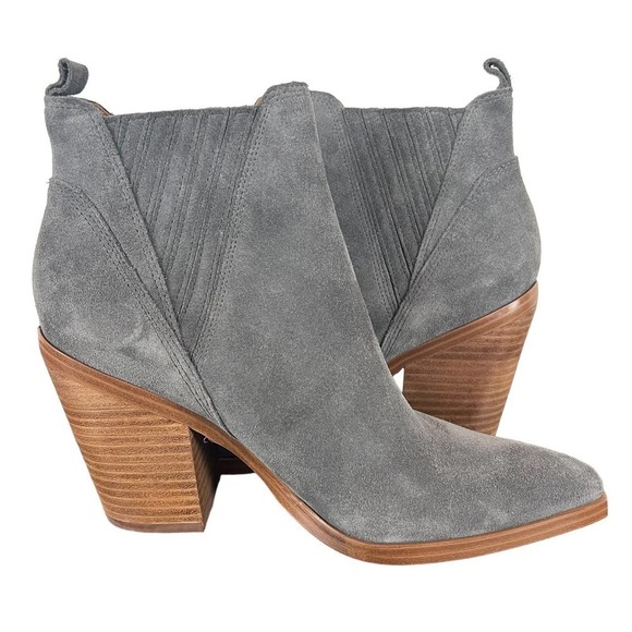 MARC FISHER LTD GADRI LEATHER HEELED BOOTIE IN GRAY NWOT WOMEN'S SIZE 8.5 - Picture 8 of 13